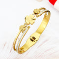 Stainless Steel Jewelry Trend Designer Four-leaf Clover Cuff Bracelet Female