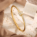 Luxury Gold Stainless Steel Crystal Bracelet for Women – Premium Korean Design